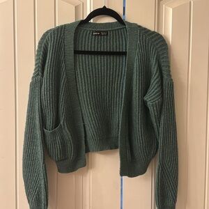 SHEIN Green Ribbed Cardigan